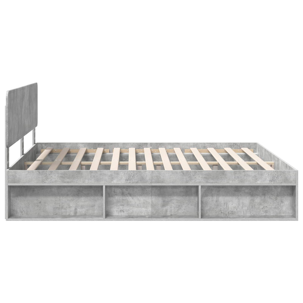 Bettrahmen mit Kopfteil Beton 180 x 200 cm Massives Kiefernholz