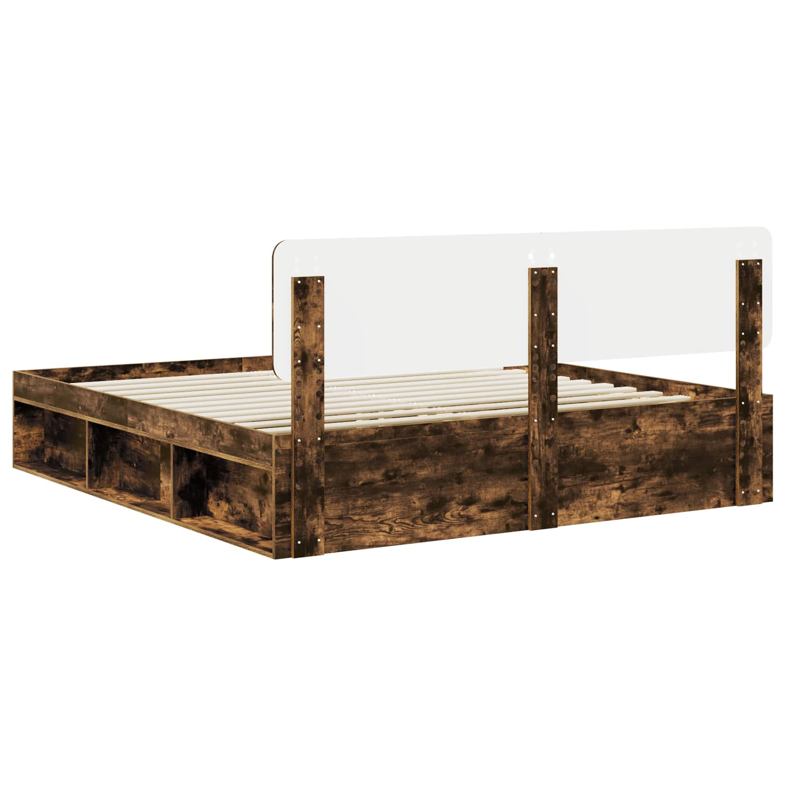 Bettrahmen Geräucherte Eiche 180 x 200 cm Massives Kiefernholz
