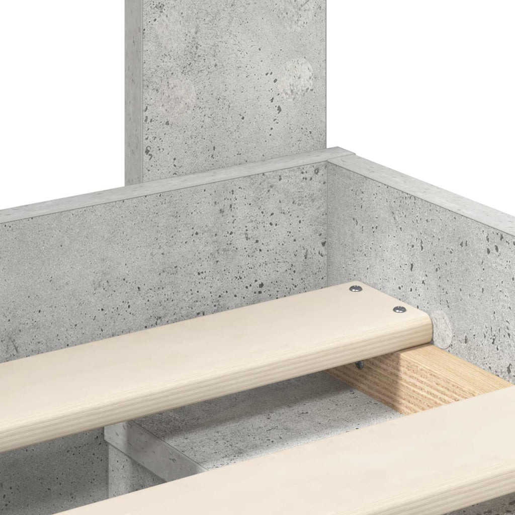 Bettrahmen mit Kopfteil Beton 160 x 200 cm Massives Kiefernholz