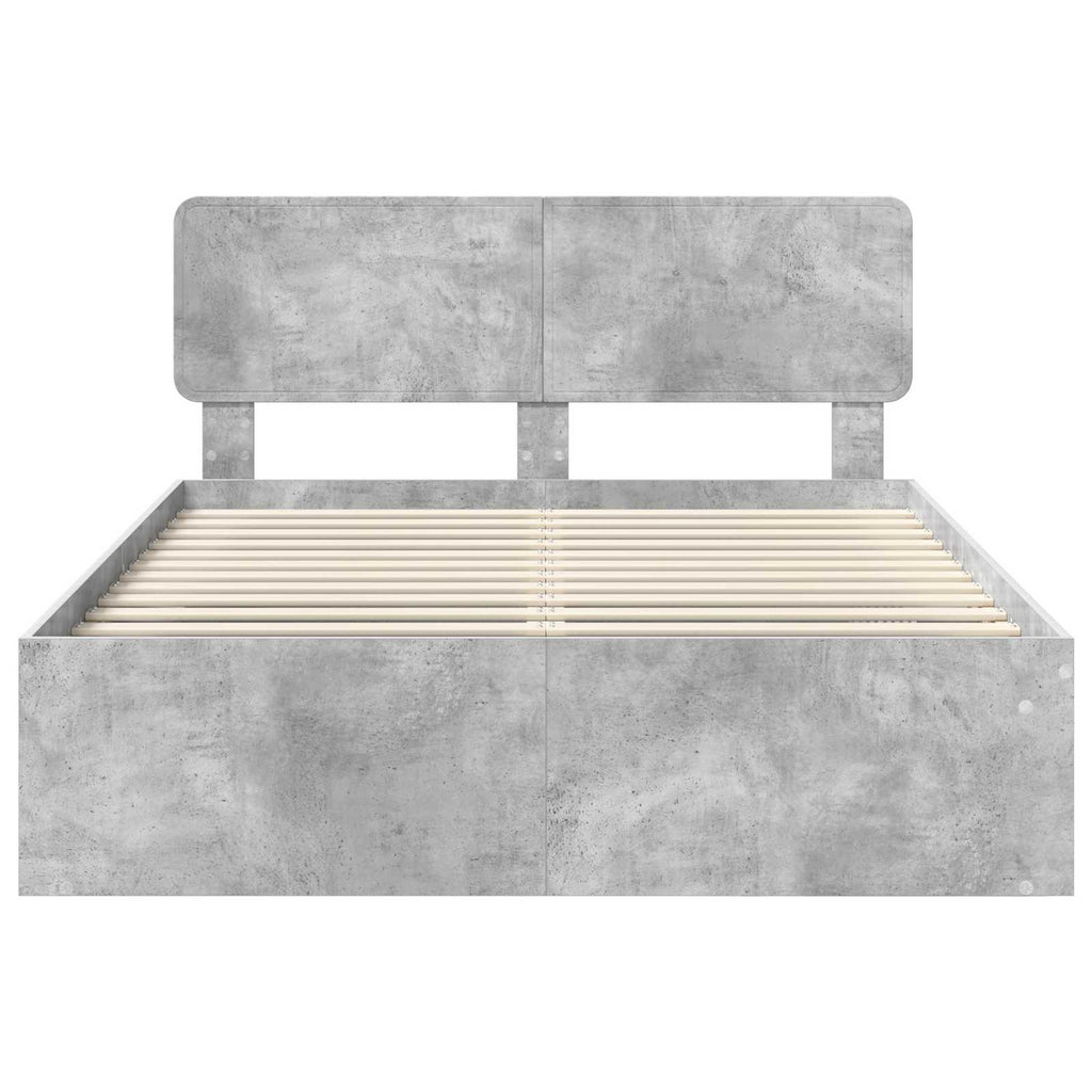 Bettrahmen mit Kopfteil Beton 140 x 200 cm Massives Kiefernholz