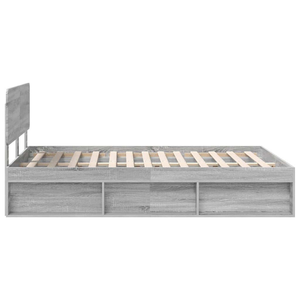 Bettrahmen Graues Sonoma 140 x 190 cm Massives Kiefernholz