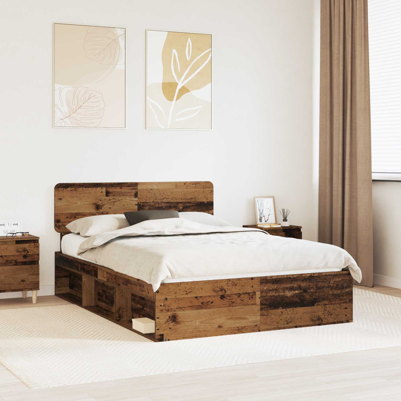 Bettrahmen Altholz 140 x 190 cm Massives Kiefernholz