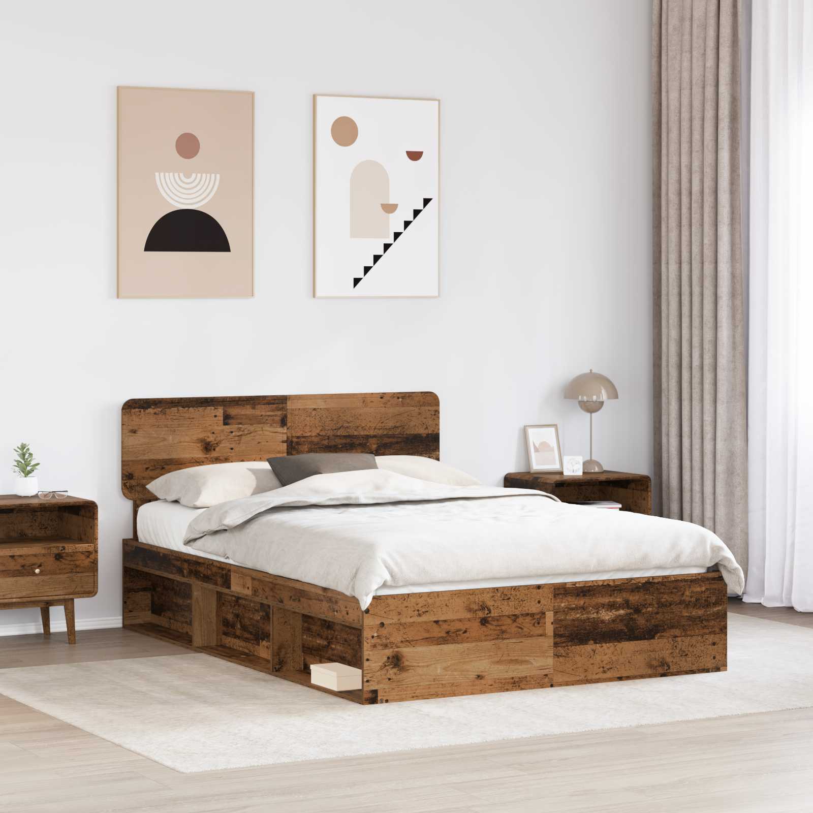 Bettrahmen Altholz 140 x 190 cm Massives Kiefernholz