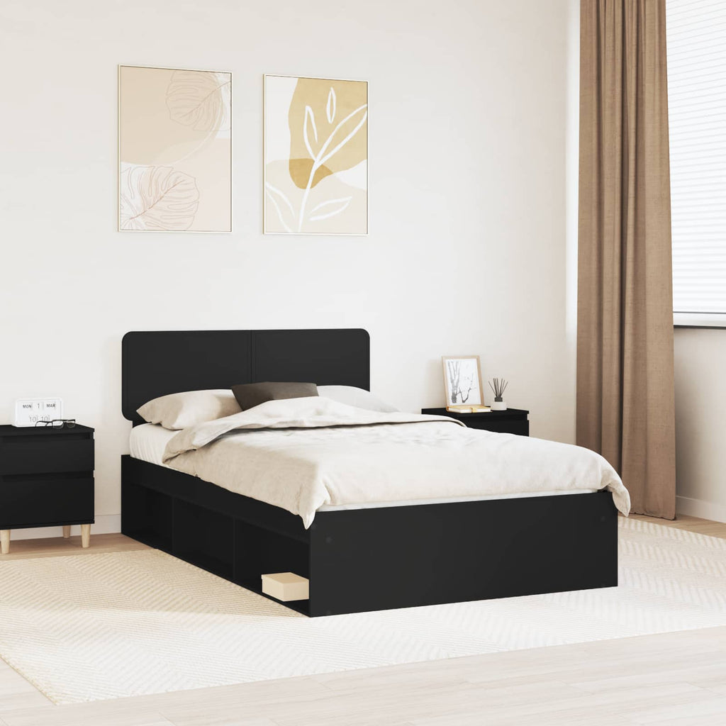 Bettrahmen Schwarz 135 x 190 cm Massives Kiefernholz