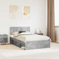 Bettrahmen Beton Grau 135 x 190 cm Massives Kiefernholz