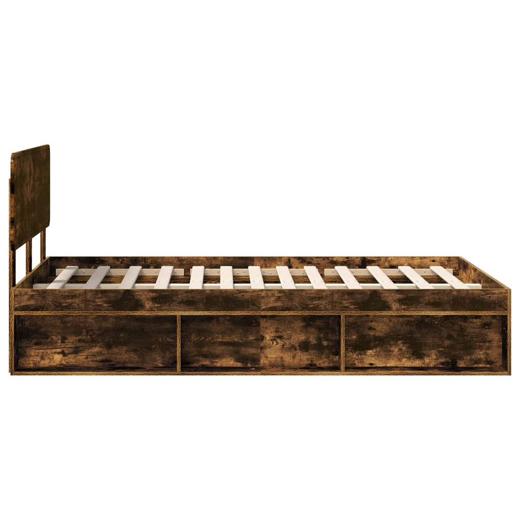 Bettrahmen Geräucherte Eiche 135 x 190 cm Massives Kiefernholz