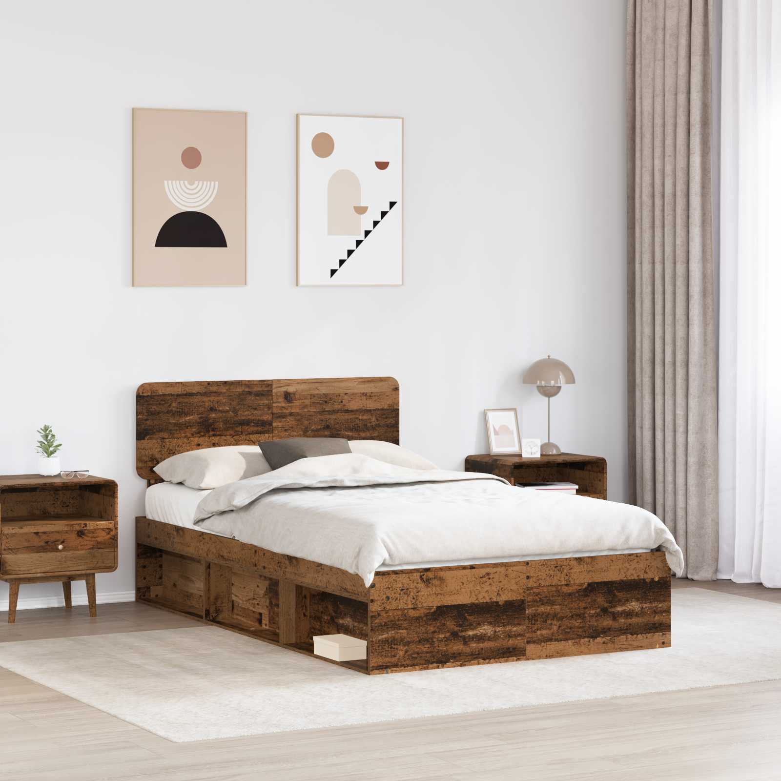 Bettrahmen Altholz 135 x 190 cm Massives Kiefernholz