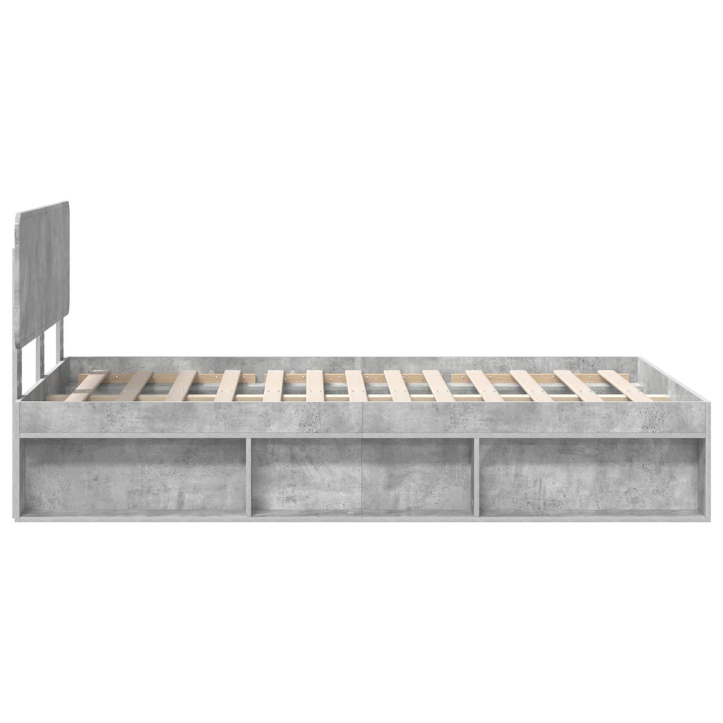 Bettrahmen mit Kopfteil Beton 120 x 200 cm Massives Kiefernholz