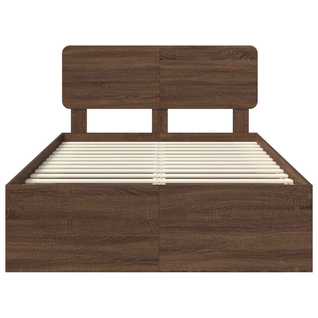 Bettrahmen Braun Eichen-Optik 120 x 200 cm Massives Kiefernholz