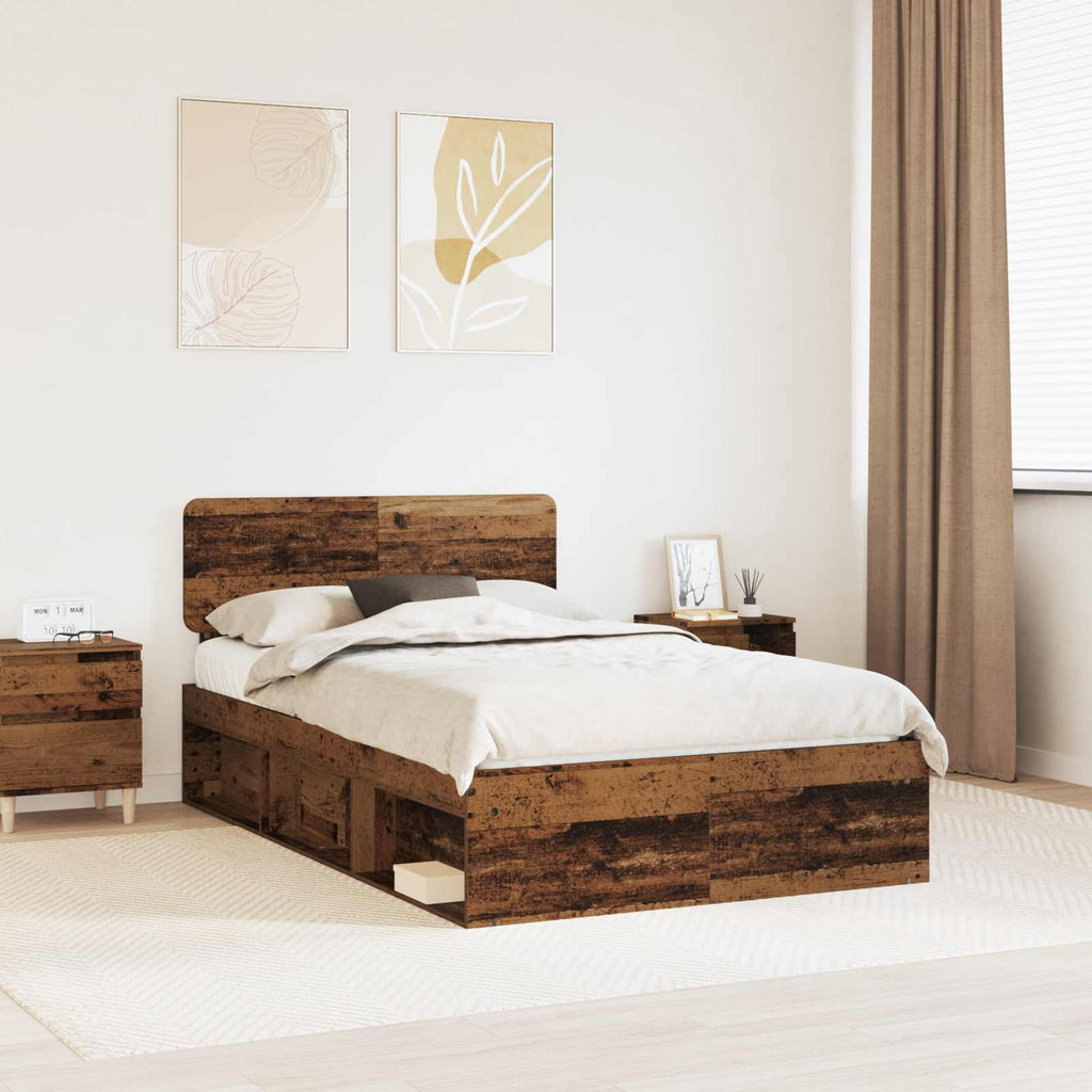 Bettrahmen Altholz 120 x 190 cm Massives Kiefernholz