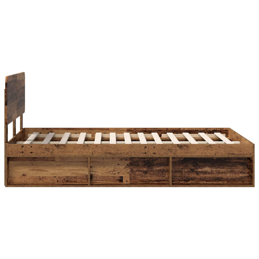 Bettrahmen Altholz 120 x 190 cm Massives Kiefernholz