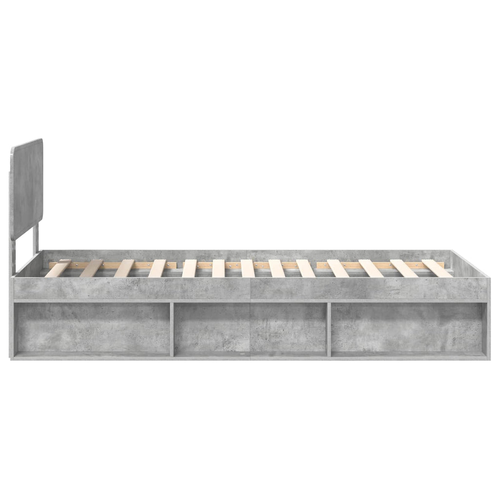 Bettrahmen Beton Grau 100 x 200 cm Massives Kiefernholz