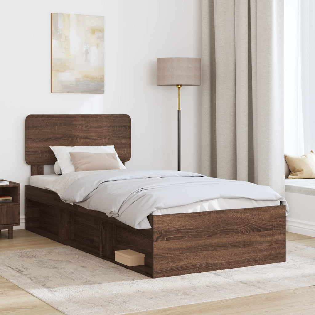 Bettrahmen Braun Eichen-Optik 100 x 200 cm Massives Kiefernholz