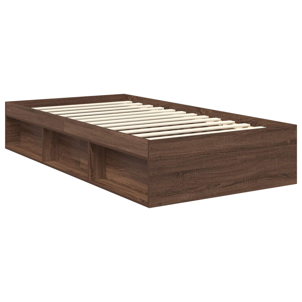Bettrahmen Braun Eichen-Optik 100 x 200 cm Massives Kiefernholz