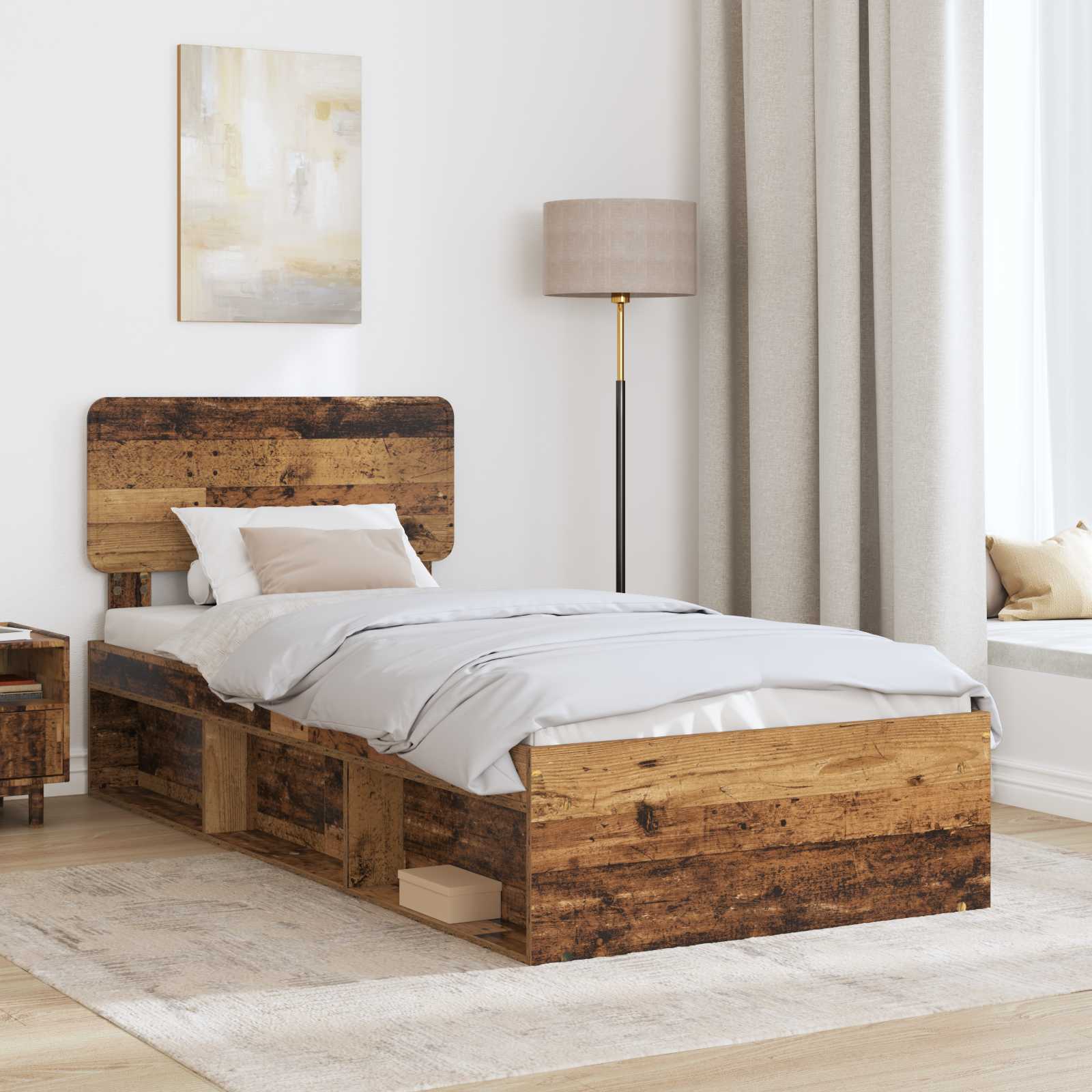 Bettrahmen Altholz 100 x 200 cm Massives Kiefernholz