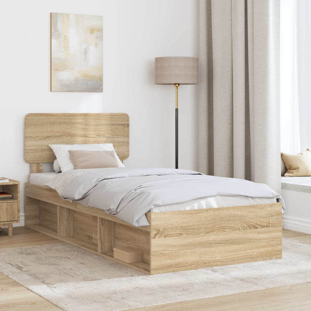 Bettrahmen Sonoma-Eiche 90 x 200 cm Massives Kiefernholz