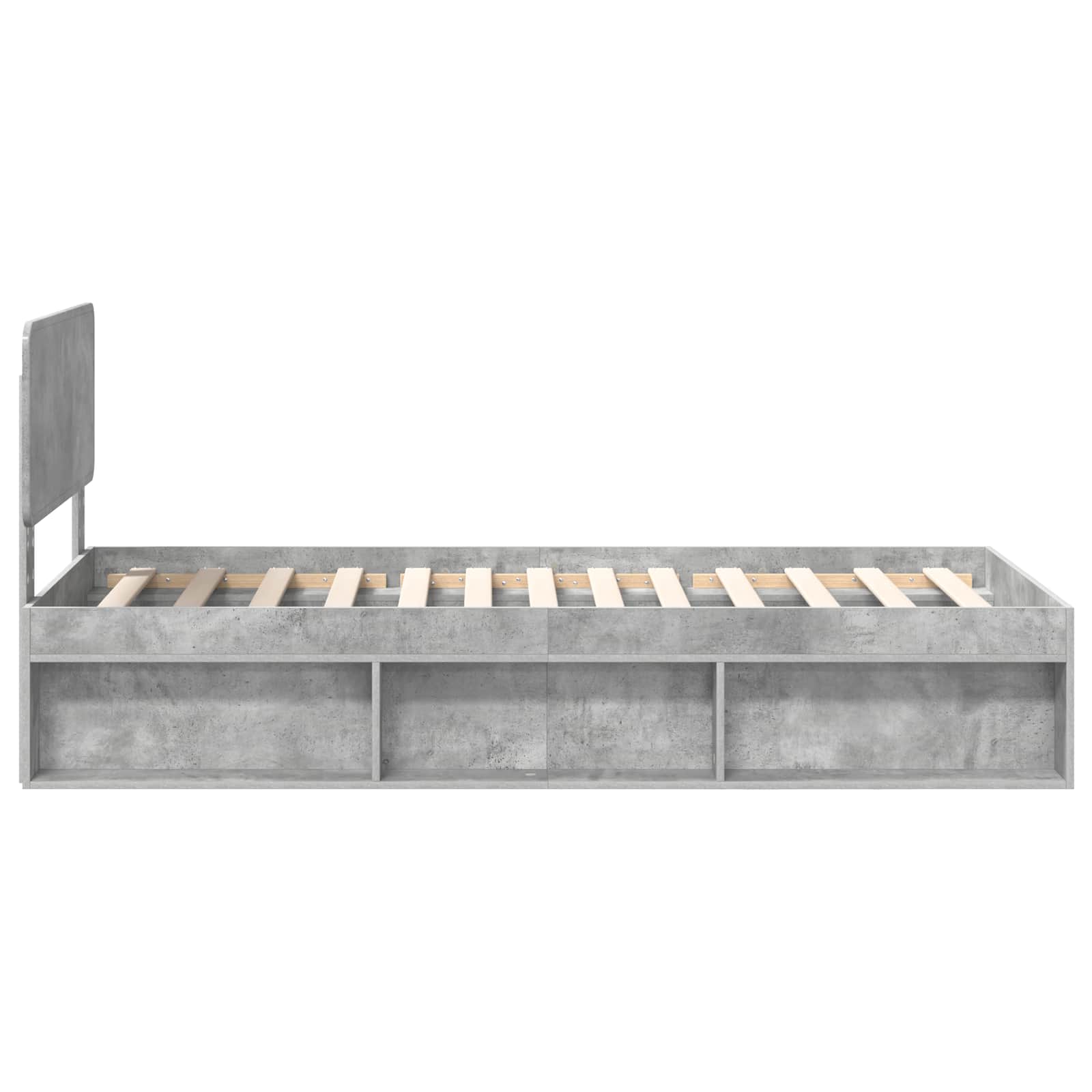 Bettrahmen mit Kopfteil Beton 90 x 200 cm Massives Kiefernholz