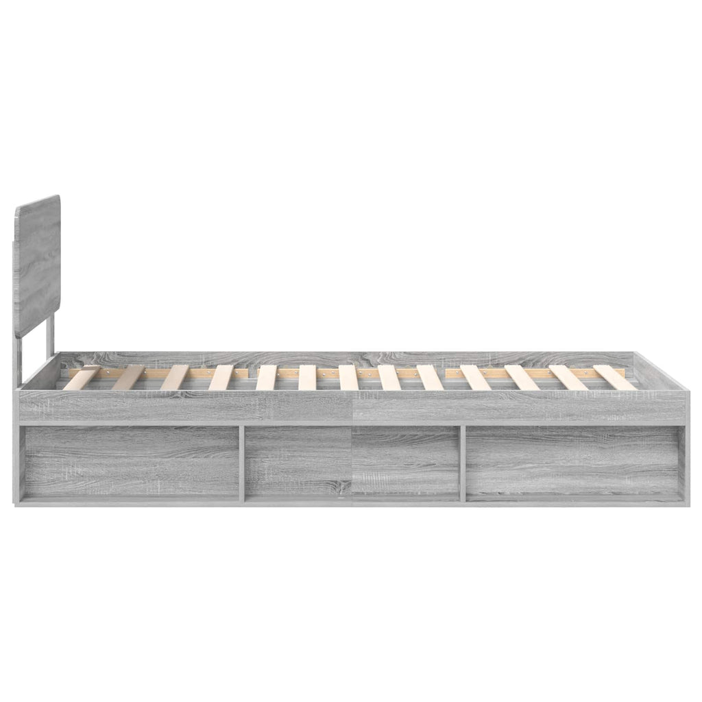 Bettrahmen Graues Sonoma 90 x 200 cm Massives Kiefernholz