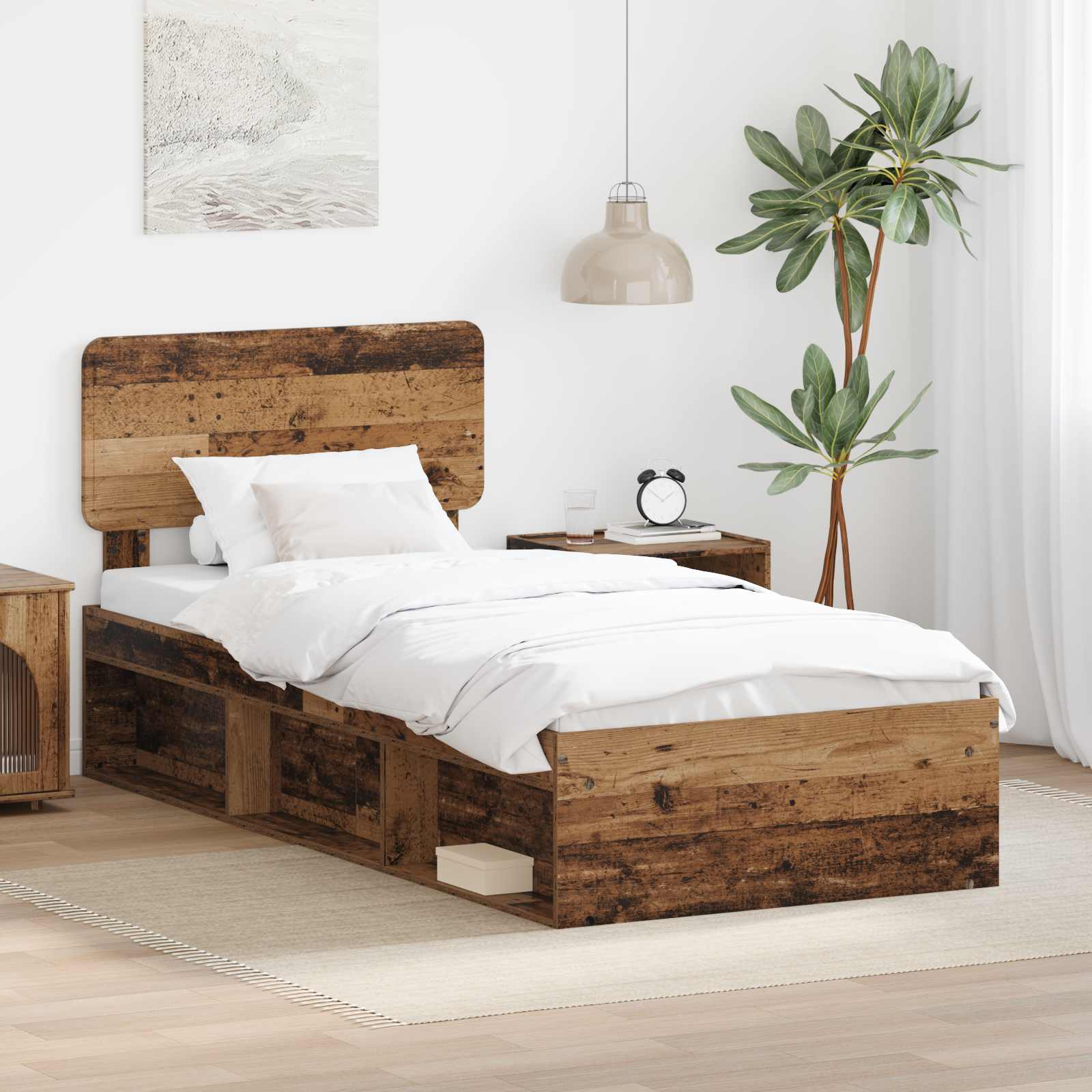 Bettrahmen Altholz 90 x 200 cm Massives Kiefernholz