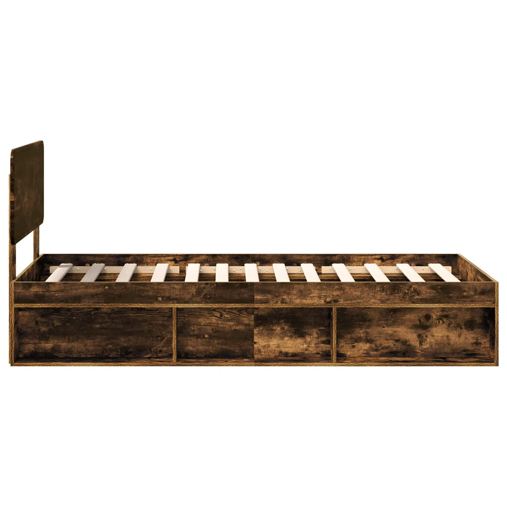 Bettrahmen Geräucherte Eiche 90 x 190 cm Massives Kiefernholz