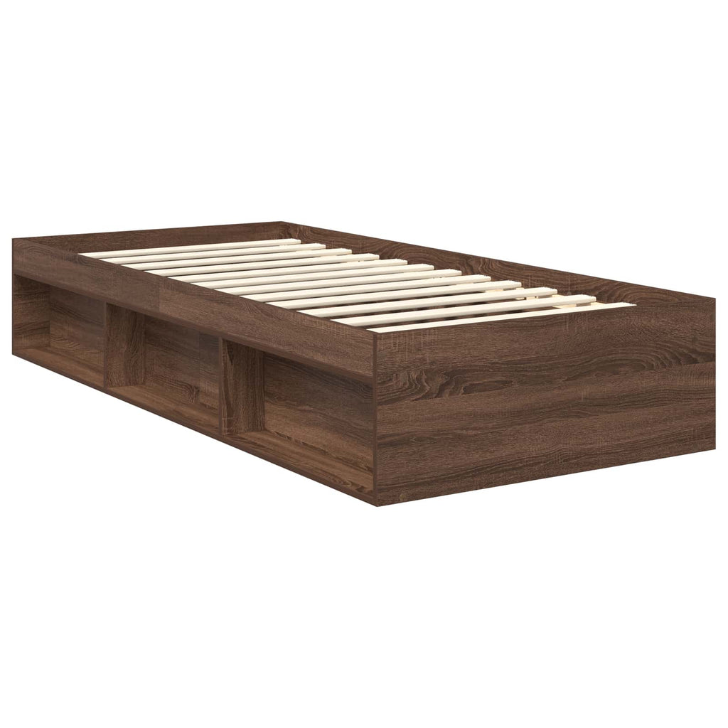 Bettrahmen Braun Eichen-Optik 90 x 190 cm Massives Kiefernholz