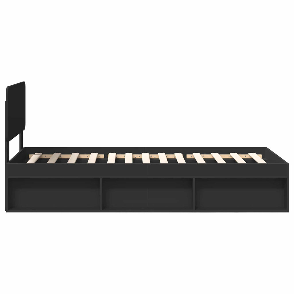 Bettrahmen Schwarz 75 x 190 cm Massives Kiefernholz