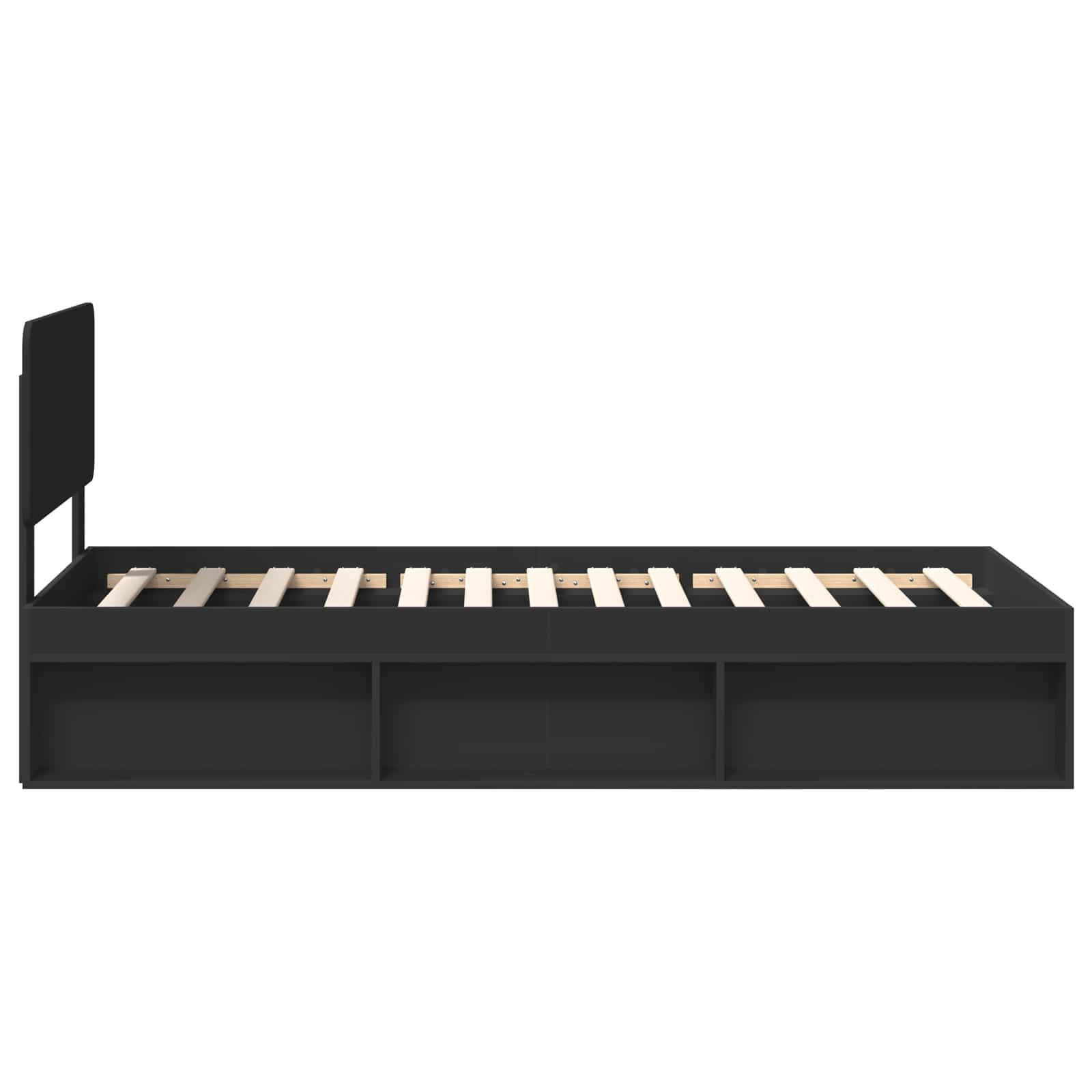 Bettrahmen Schwarz 75 x 190 cm Massives Kiefernholz