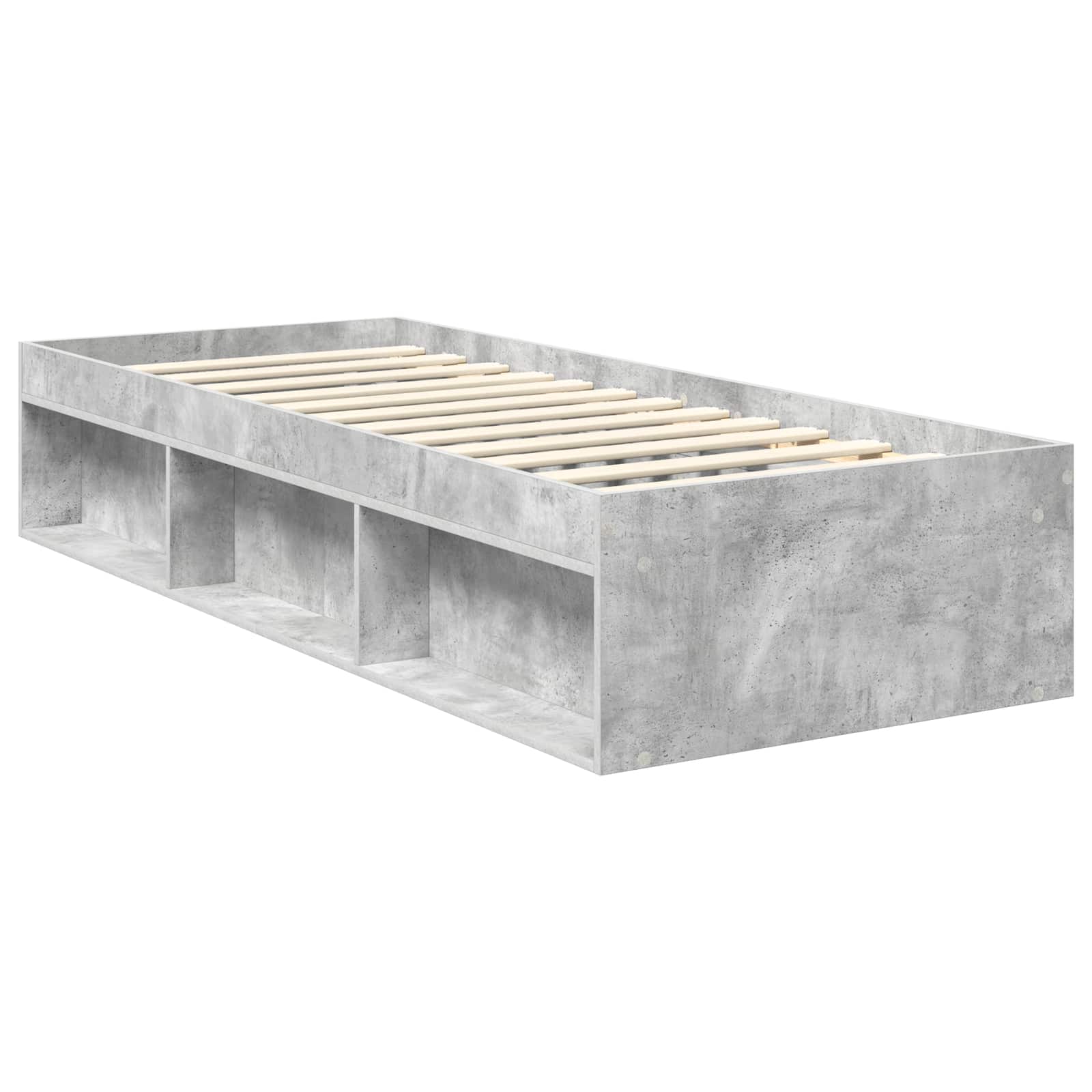 Bettrahmen Beton Grau 75 x 190 cm Massives Kiefernholz