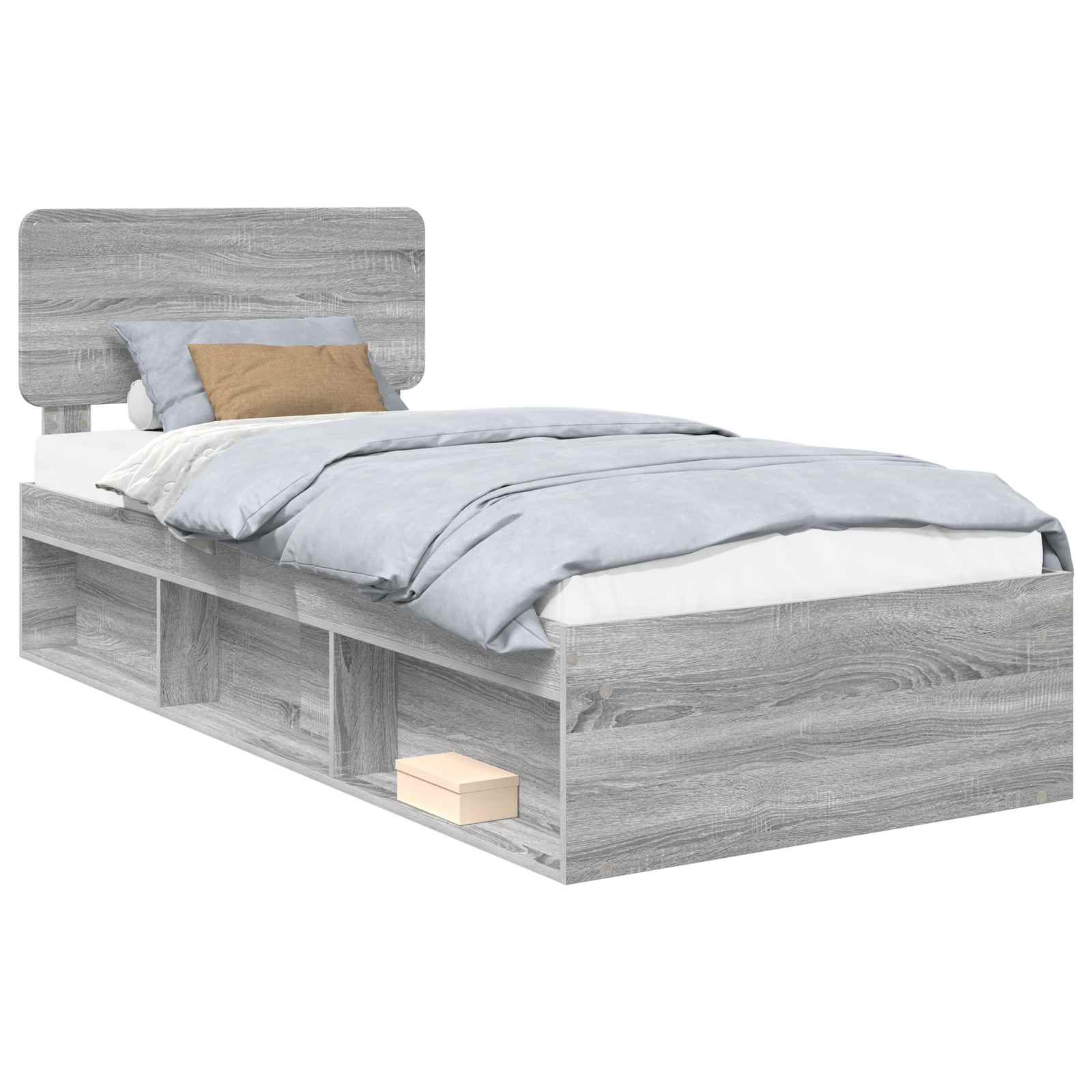 Bettrahmen Graues Sonoma 75 x 190 cm Massives Kiefernholz