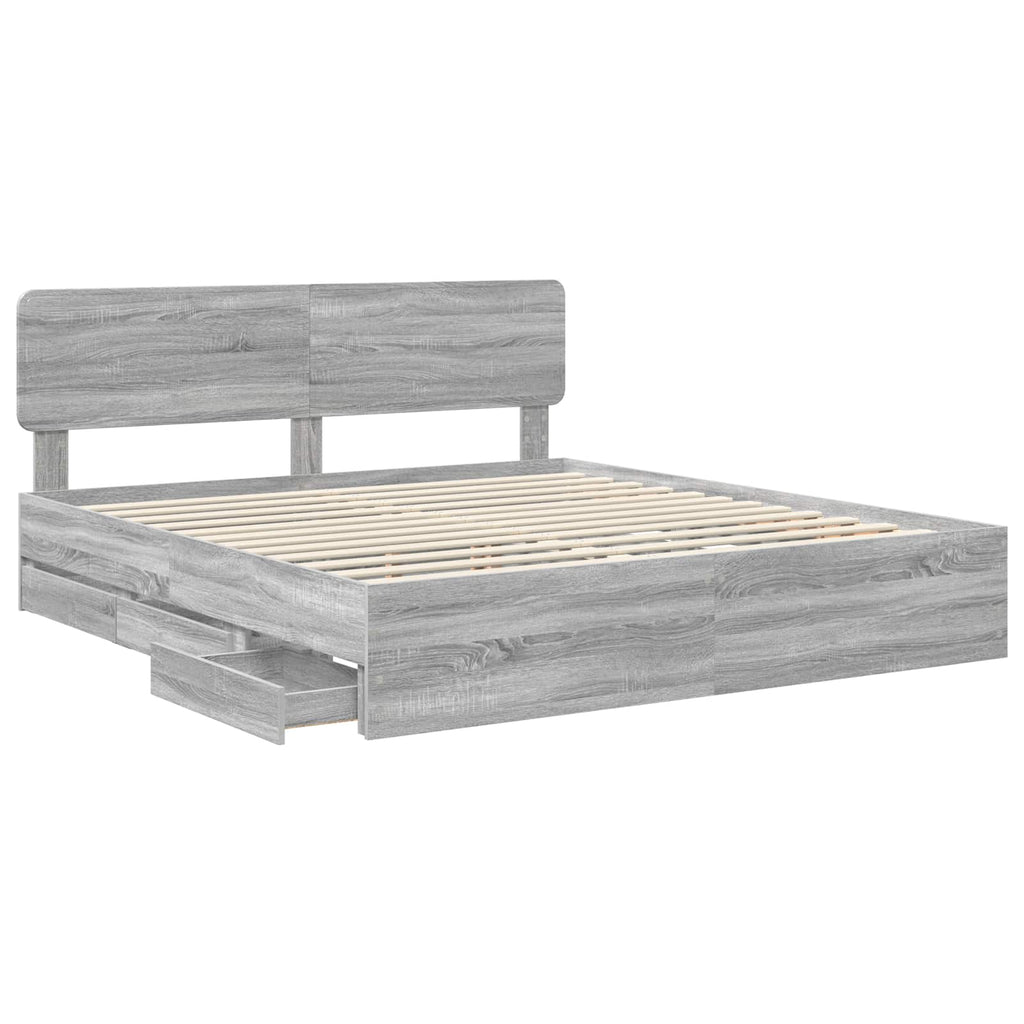 Bettrahmen Graues Sonoma 200 x 200 cm Holzwerkstoff