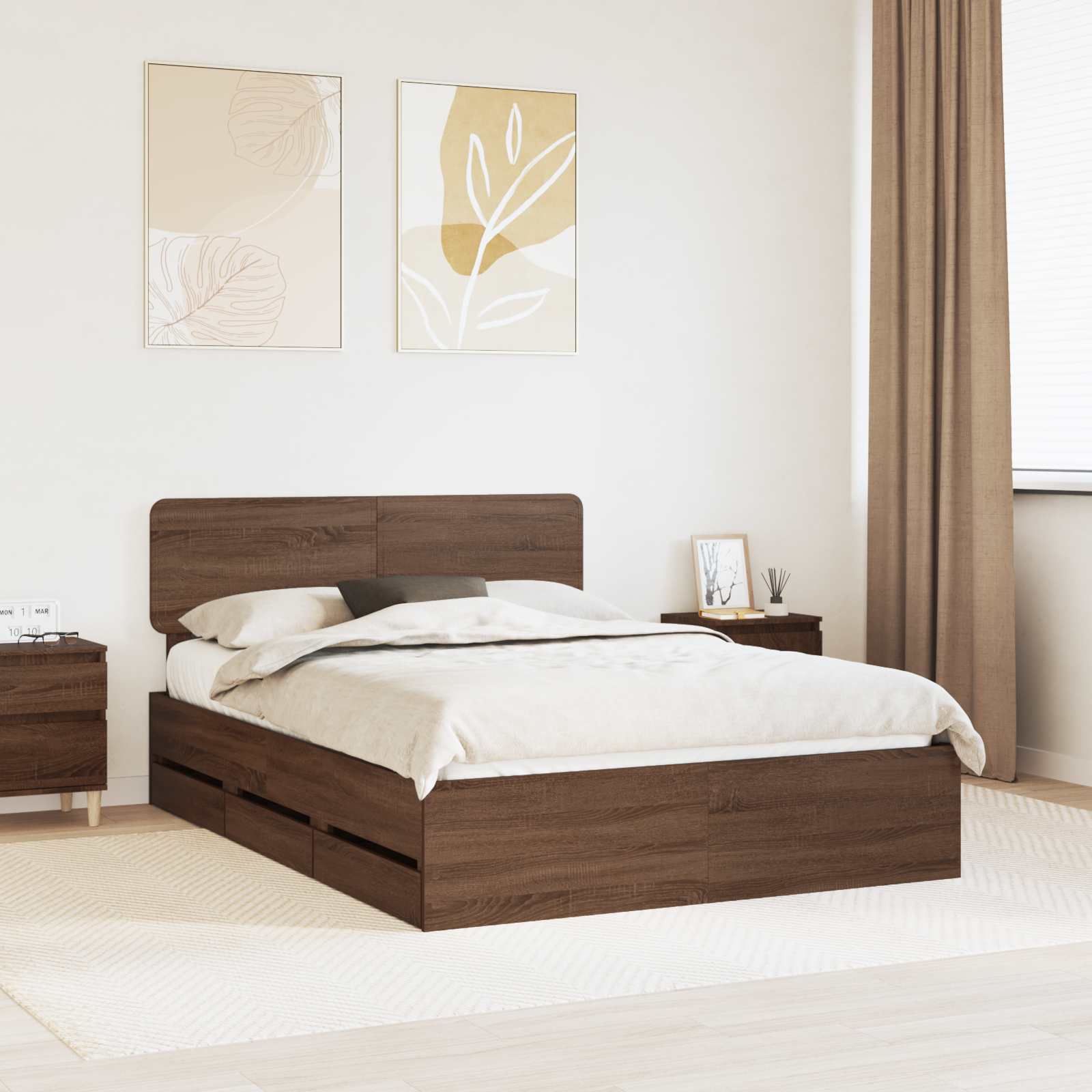 Bettrahmen Braun Eichen-Optik 150 x 200 cm Holzwerkstoff