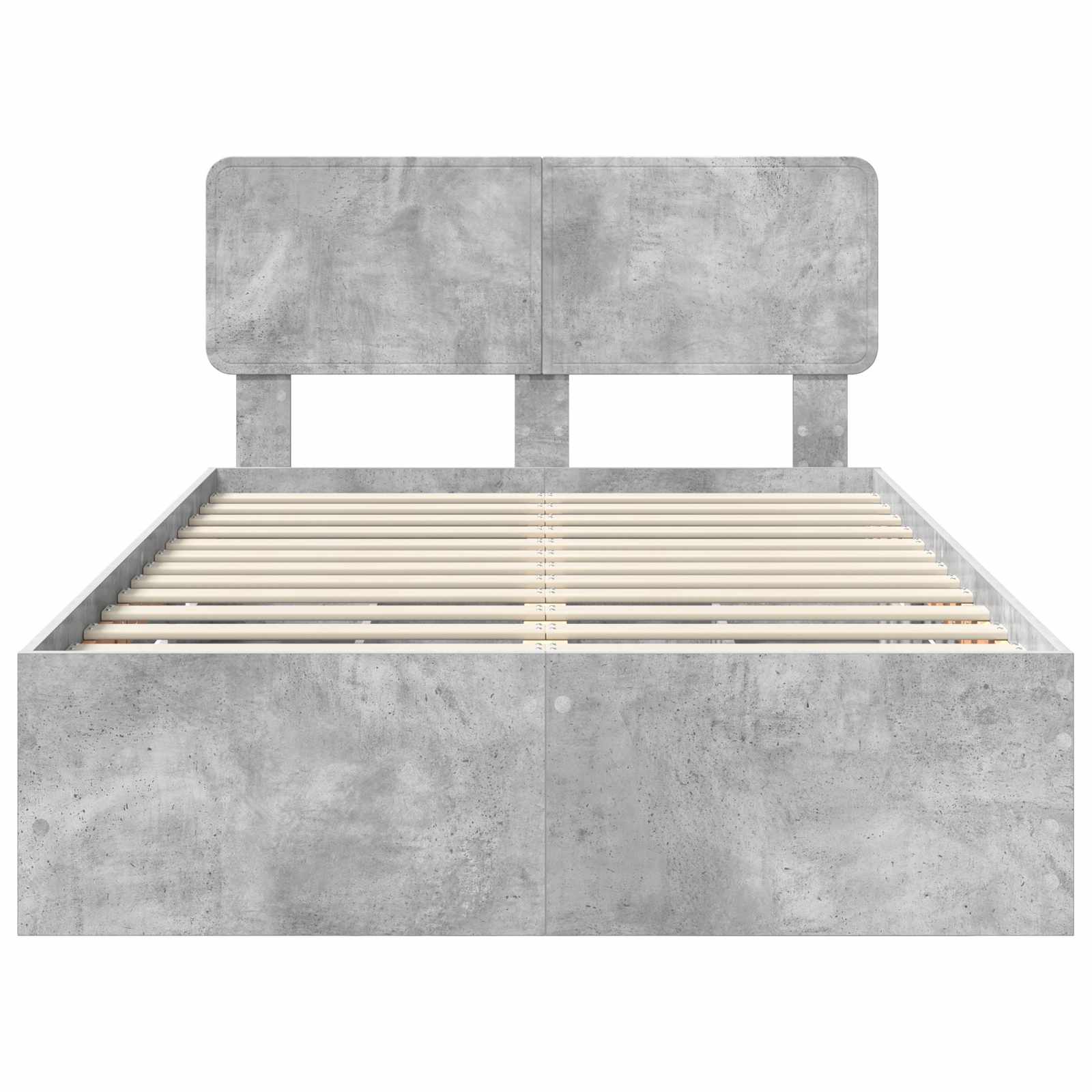 Bettrahmen mit Schubladen Betongrau 135 x 190 cm Holzwerkstoff