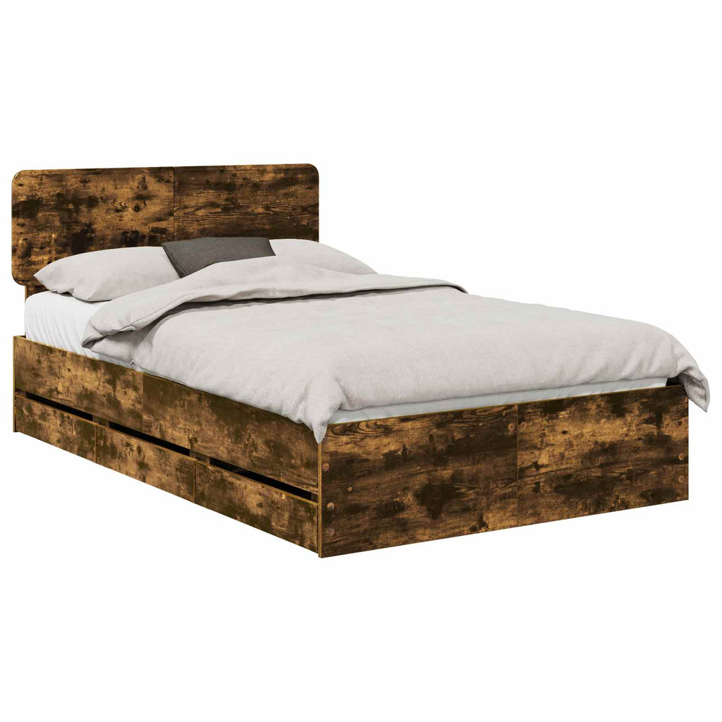 Bettrahmen Geräucherte Eiche 135 x 190 cm Holzwerkstoff