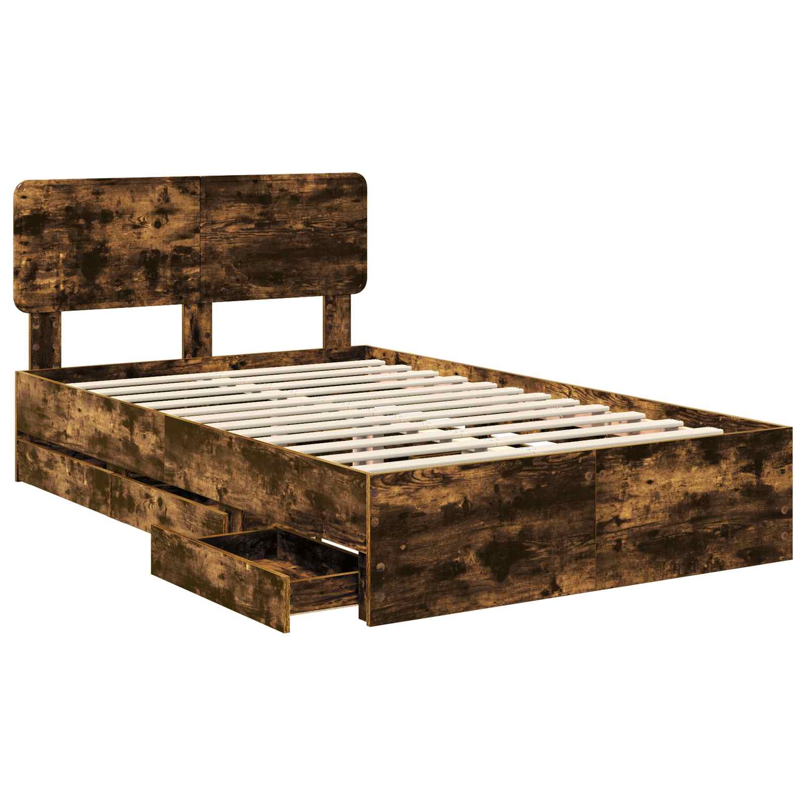 Bettrahmen Geräucherte Eiche 135 x 190 cm Holzwerkstoff