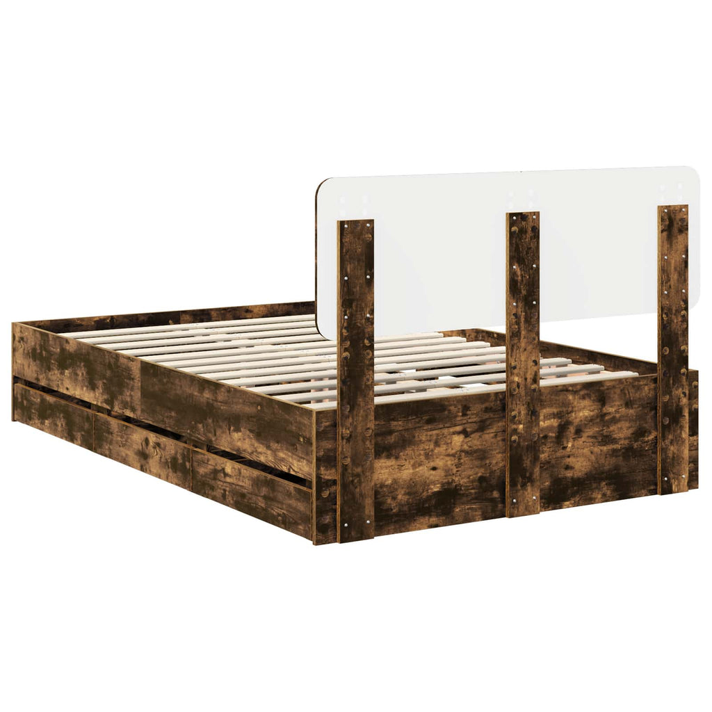 Bettrahmen Geräucherte Eiche 135 x 190 cm Holzwerkstoff