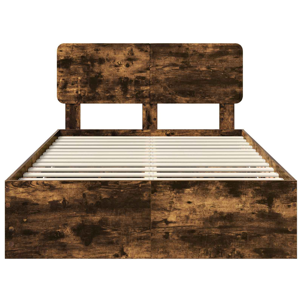Bettrahmen Geräucherte Eiche 135 x 190 cm Holzwerkstoff