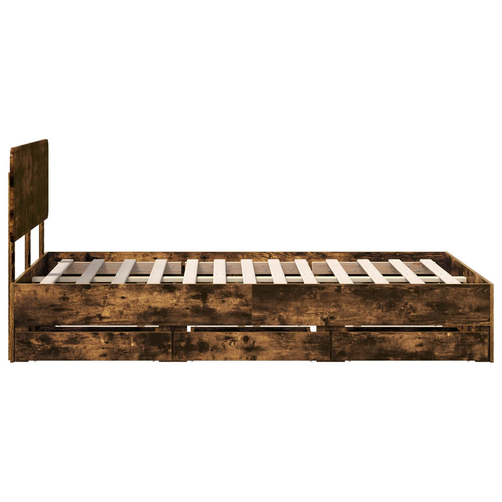 Bettrahmen Geräucherte Eiche 135 x 190 cm Holzwerkstoff