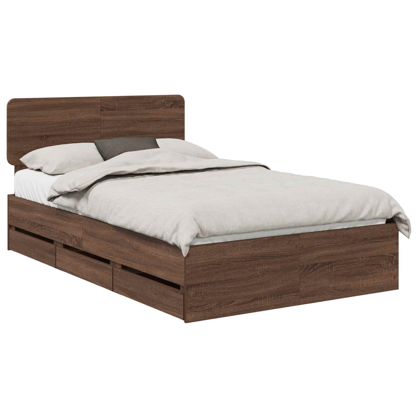 Bettrahmen Braun Eichen-Optik 135 x 190 cm Holzwerkstoff