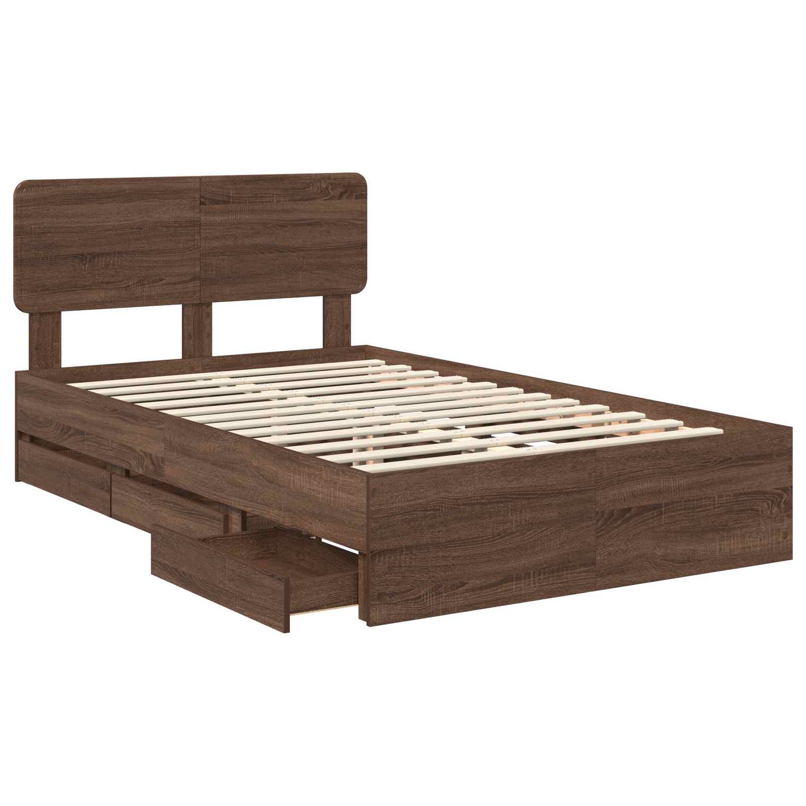 Bettrahmen Braun Eichen-Optik 135 x 190 cm Holzwerkstoff