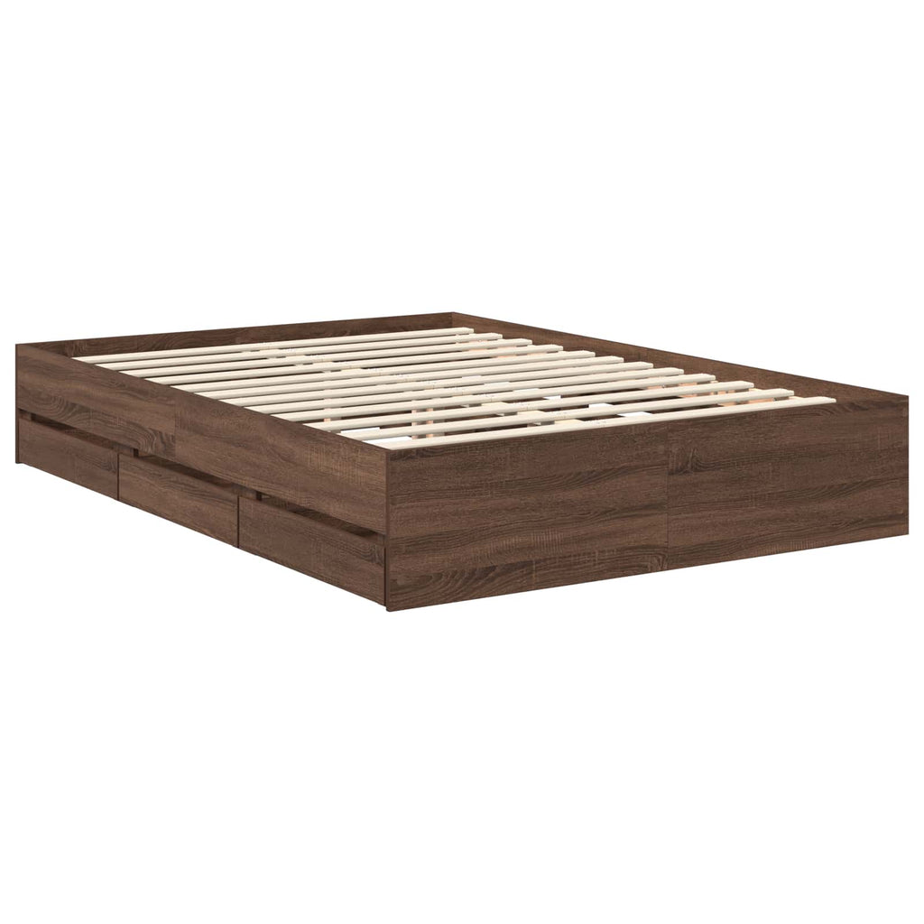 Bettrahmen Braun Eichen-Optik 135 x 190 cm Holzwerkstoff