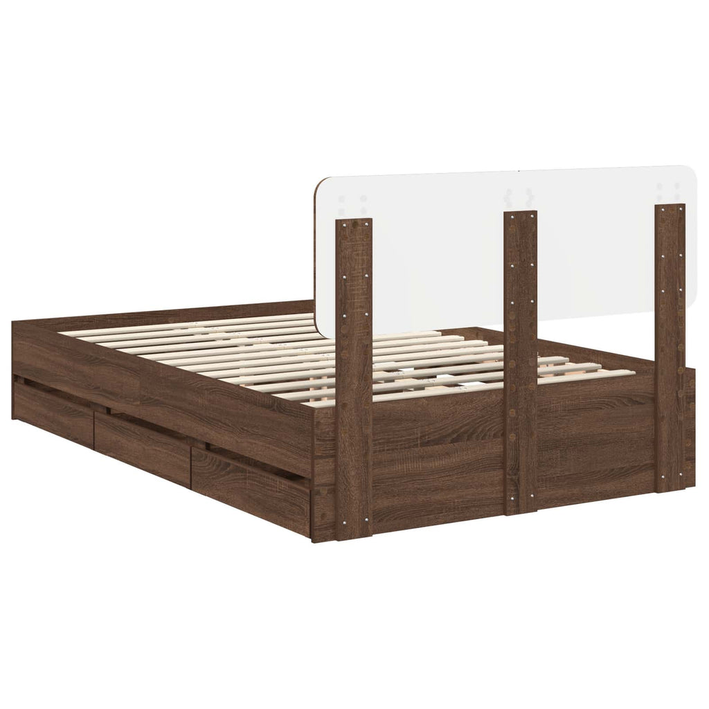 Bettrahmen Braun Eichen-Optik 135 x 190 cm Holzwerkstoff