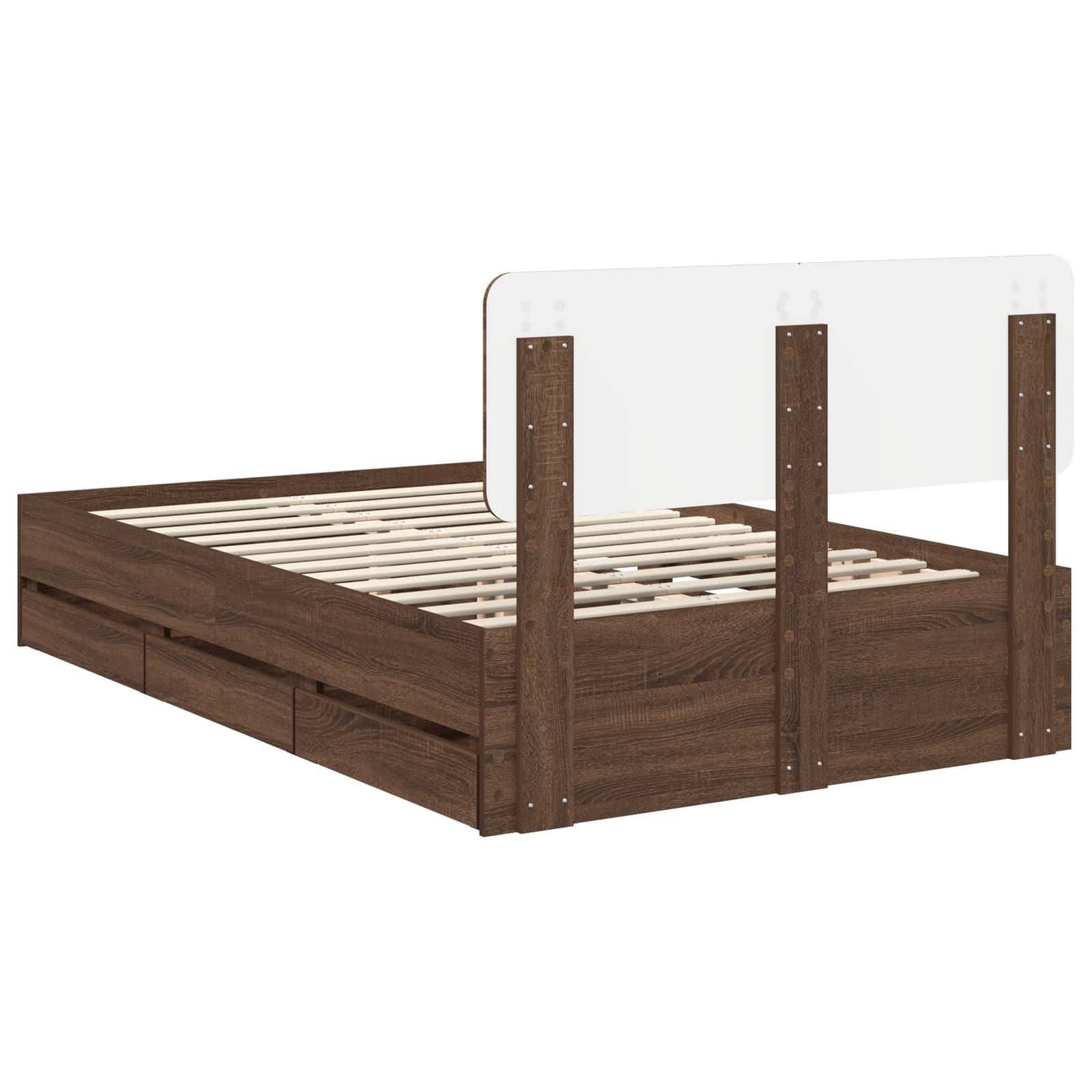 Bettrahmen Braun Eichen-Optik 135 x 190 cm Holzwerkstoff