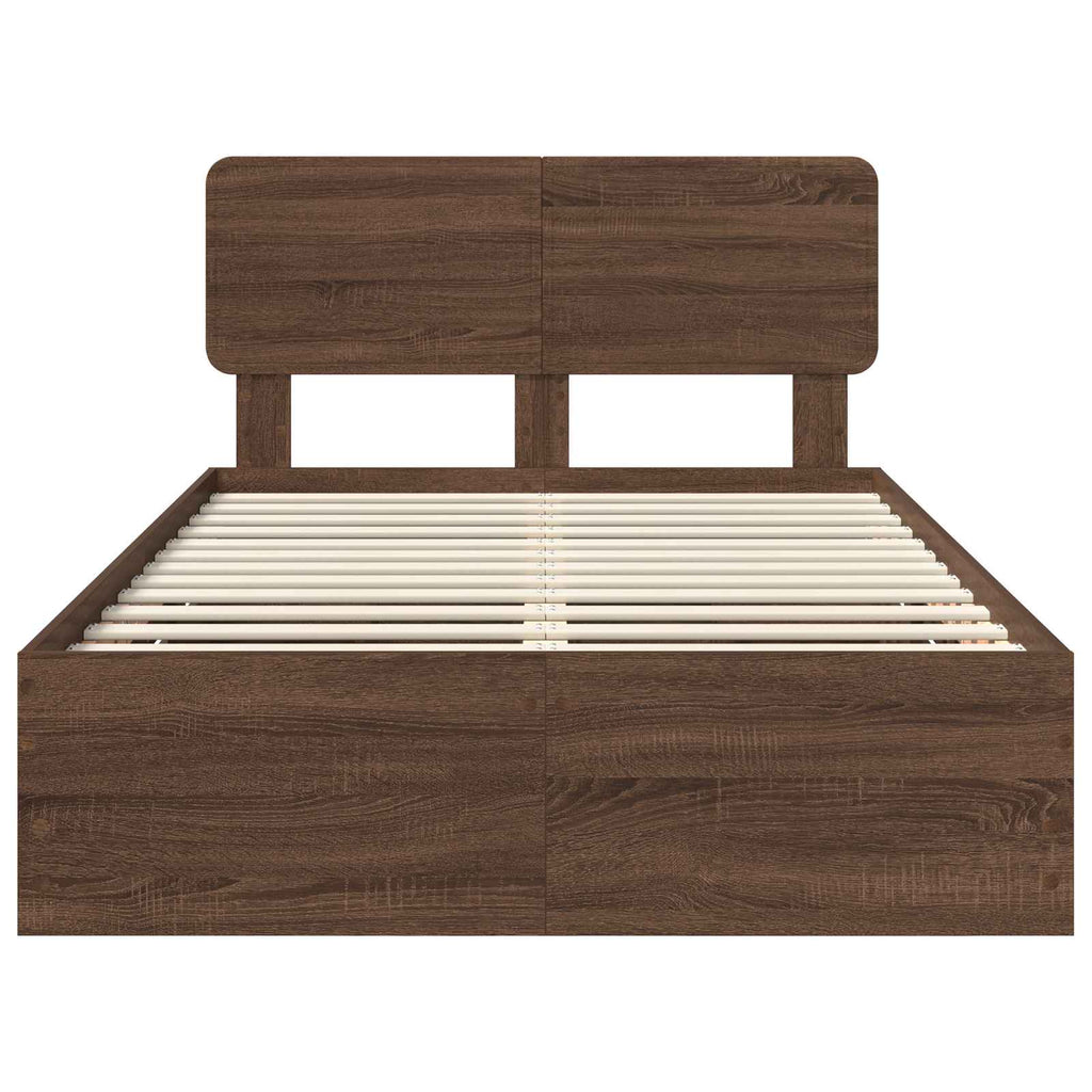 Bettrahmen Braun Eichen-Optik 135 x 190 cm Holzwerkstoff