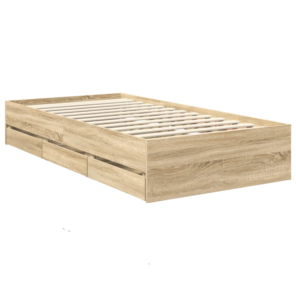 Bettrahmen mit Kopfteil Sonoma-Eiche 90 x 200 cm Holzwerkstoff