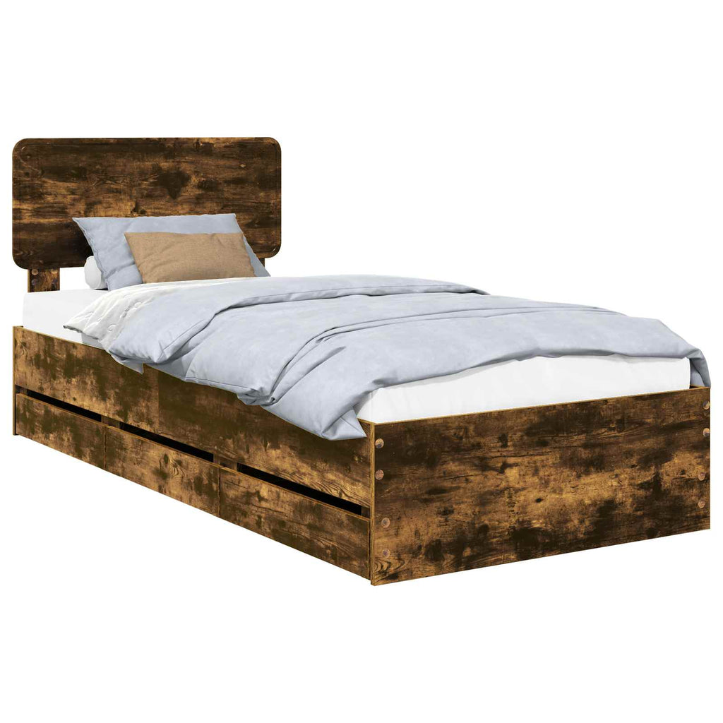 Bettrahmen Geräucherte Eiche 90 x 200 cm Holzwerkstoff