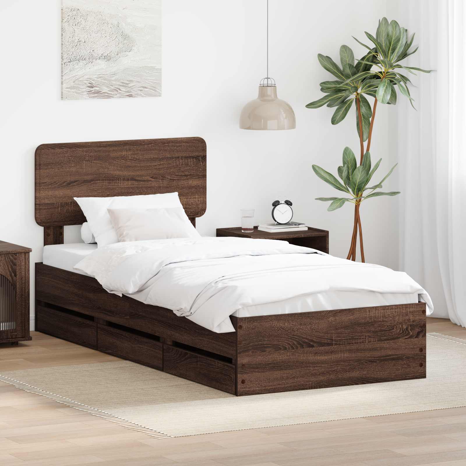 Bettrahmen Braun Eichen-Optik 90 x 200 cm Holzwerkstoff