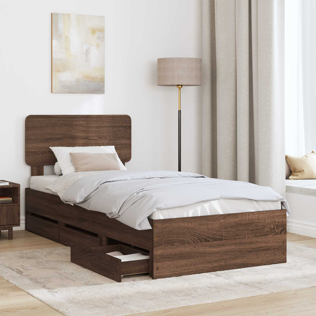 Bettrahmen Braun Eichen-Optik 90 x 200 cm Holzwerkstoff