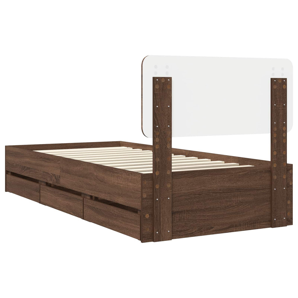 Bettrahmen Braun Eichen-Optik 90 x 200 cm Holzwerkstoff