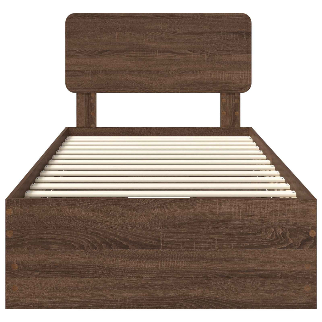 Bettrahmen Braun Eichen-Optik 90 x 200 cm Holzwerkstoff