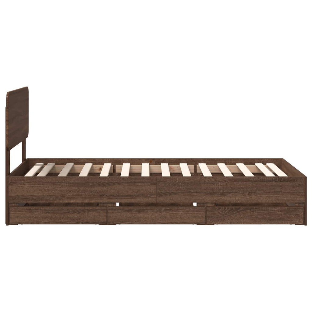Bettrahmen Braun Eichen-Optik 90 x 200 cm Holzwerkstoff